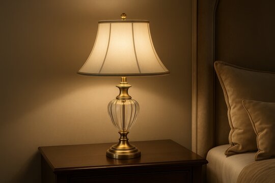 Warm Light from Elegant Bedside Lamp
