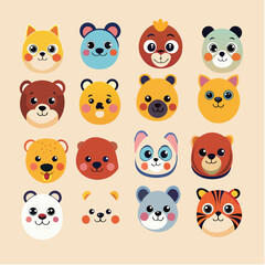 set of funny animals