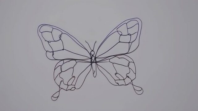Wire art butterfly on white background