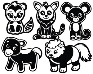 set of funny animals