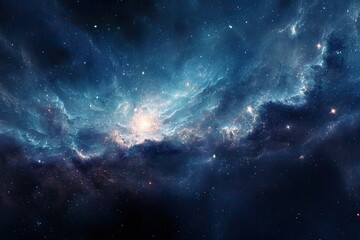 Fototapeta premium Vibrant nebula in deep space with bright stars and cosmic clouds.