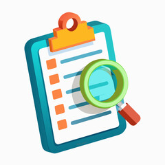 clipboard and magnifying glass