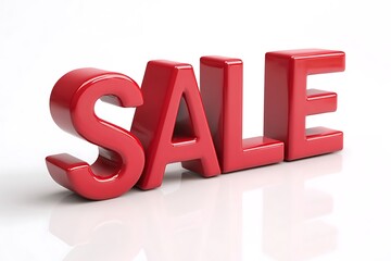 Bold red 3D sale lettering creates urgent promotional appeal for exciting deals and discounts