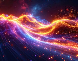 Abstract Glowing Neural Network Waveform