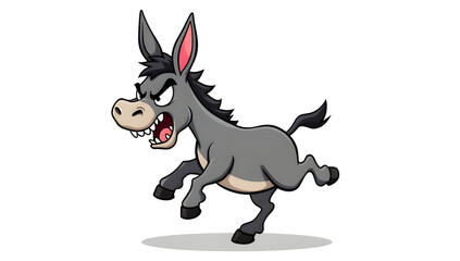 Fototapeta premium Cartoon illustration of an angry donkey. Generative AI 