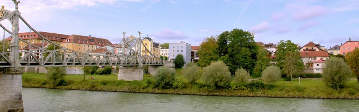City of Laufen, Bavaria, and Oberndorf bei Salzburg, Austria, in autumn