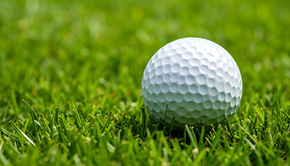 Obraz premium Close-up of Golf Ball Resting on Green Grass of Course