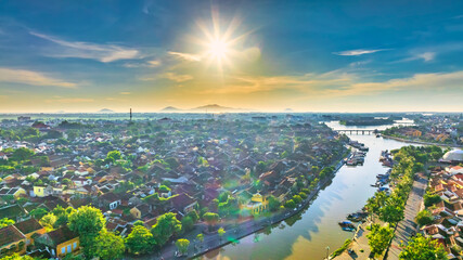 Aerial view of Hoi An ancient town, Vietnam. Hoi An is one of the most popular destinations in Vietnam