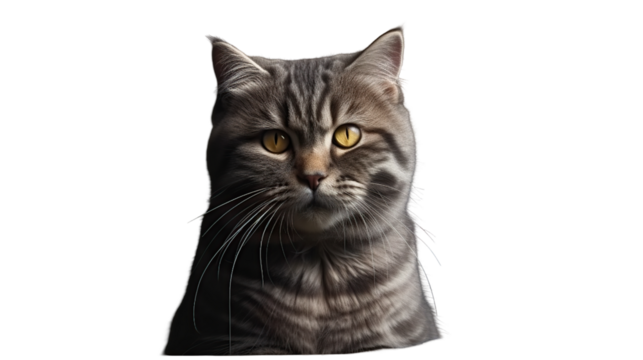 Close-up portrait of a gray tabby cat