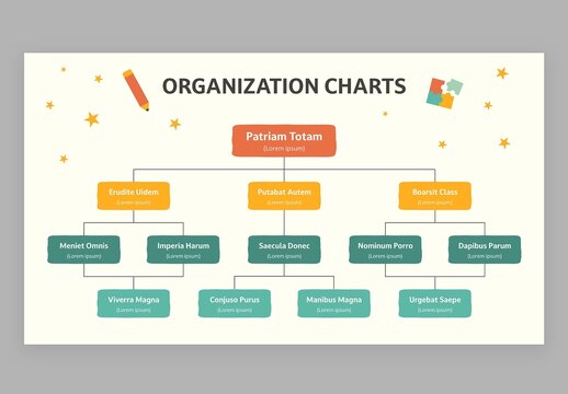 Organization Org Chart Hierarchy Infographic with Cute Education Style for School Teachers