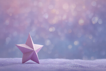 charming cardboard star sits gracefully against softly blurred bokeh background