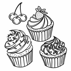 vector illustration of cupcakes