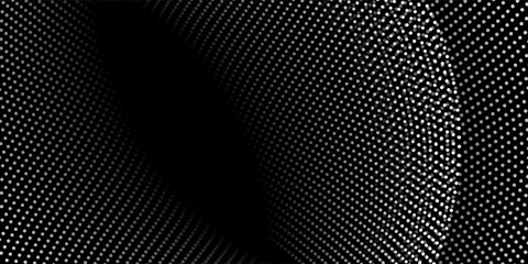 Abstract curvy spots, geometric pattern forming wave-like curved shapes on a black background. Modern style optical illusion design for text, ideal for posters, banners, or modern graphic layouts.