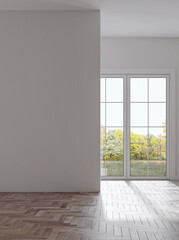 Illustration 3D rendering large luxury modern bright interiors Living room mockup computer digitally generated image