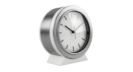 Round Modern Silver Wall Clock with White Face and Black Hands for Home Office Decor