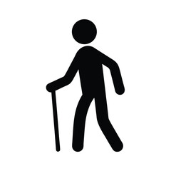 Walking Stick Senior Care Icon Vector