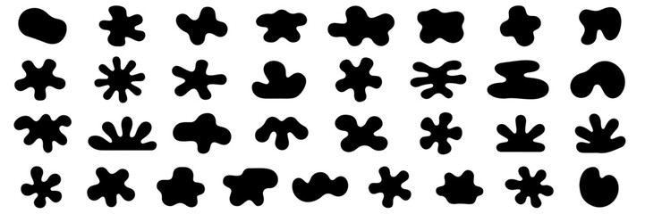 Abstract Organic Blob Shapes Collection with Fluid Solid Silhouettes and Modern Forms