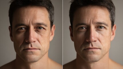 Fototapeta premium Before and after anti aging cosmetic procedures on mature man
