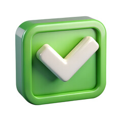 Green 3d check mark icon on black background