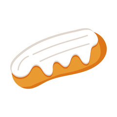 Sweet eclair with white icing dessert illustration