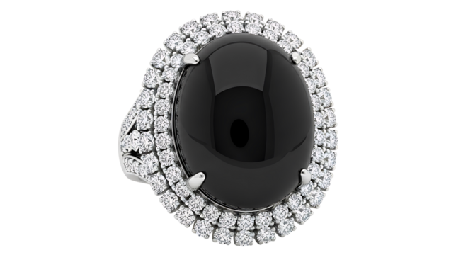 Black onyx ring isolated on transparent background