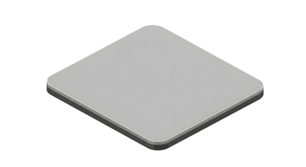Silver Square Electronic Device with Rounded Edges on White Background