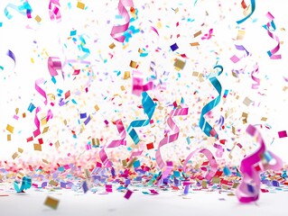 Obraz premium Colorful confetti burst celebrating a joyful occasion in a festive atmosphere during a vibrant party or event