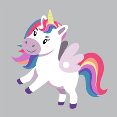 beautiful unicorn wants to fly with her wings