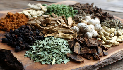 Natural dried herbal pieces used in traditional remedies and culinary dishes for flavor enhancement and health benefits
