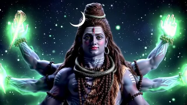 Lord Shiva cosmic digital art.