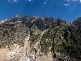 Majestic Caucasus Mountains dominating Mestia's landscape in Svaneti, Georgia