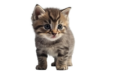 Cute tabby kitten looking up