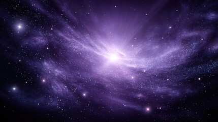 Naklejka premium Stunning Purple Nebula with Stars, Cosmic Dust and a Glowing Center, Perfect for Science Fiction