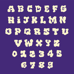 Obraz premium Blob Font Alphabet and Numbers