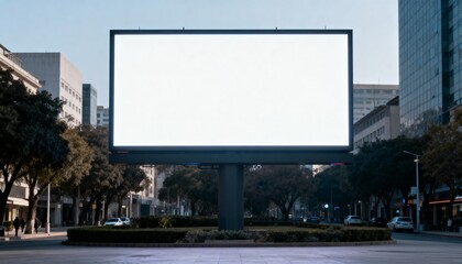 Fototapeta premium Blank Billboard Mockup in Urban Setting for Advertising and Marketing Campaigns, Outdoor Media Display