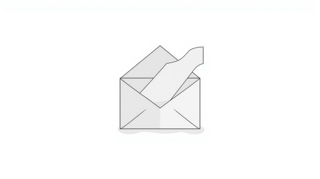 Minimalist vector graphic of a bottle emerging from an open envelope, representing a unique message or a creative form of communication