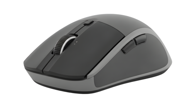 Wireless Computer Mouse Black and Grey Showing Ergonomic Design for Office Use