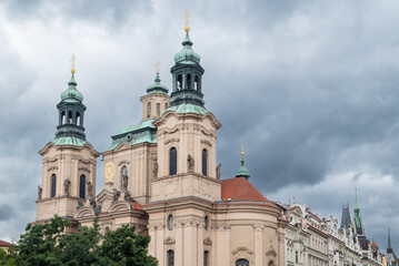Fototapeta premium Church of Saint Nicholas Czechoslovak Hussite Church in the Old Town square in Prague, Czech Republic
