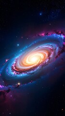 Spiral galaxy with vibrant colors and swirling nebulae