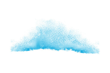 Water splash with light blue particles on a white background