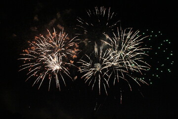 fireworks in rez&eacute; (france) for the french national day (bastille day - 14th july)
