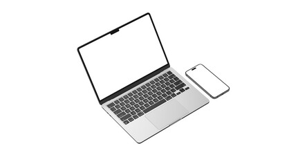 Premium Laptop and Smartphone Mockup - Realistic High-Resolution Combo Device with Blank Screens for App UI/UX Design, Branding Presentation