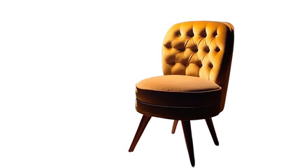 Fototapeta premium Golden velvet chair, dramatic lighting