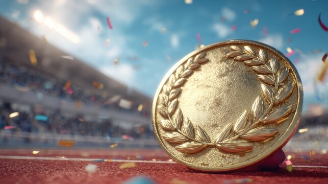 Gold Medal on Track: Symbolizing Achievement, Victory, and Success in Athletics and Competition