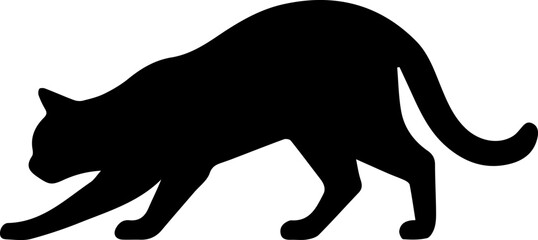 Crouching Cat Silhouette Vector – Hunting Pose