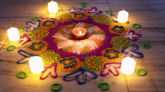 beautiful rangoli pattern for diwali festival decoration at outdoor