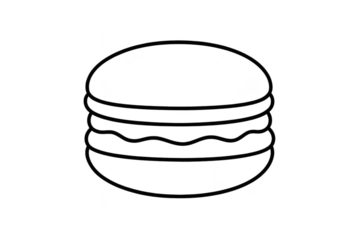Burger line art illustration isolated on transparent background, simple style