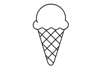 Hand drawn ice cream cone illustration, isolated on a transparent background.