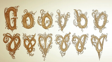 Intricately designed letters creating a visually appealing artistic typography on a light background