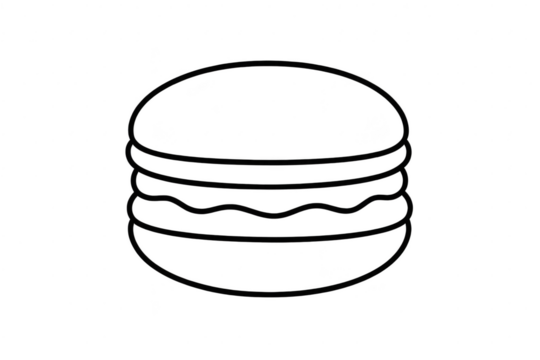 Burger line art illustration isolated on transparent background, simple style
